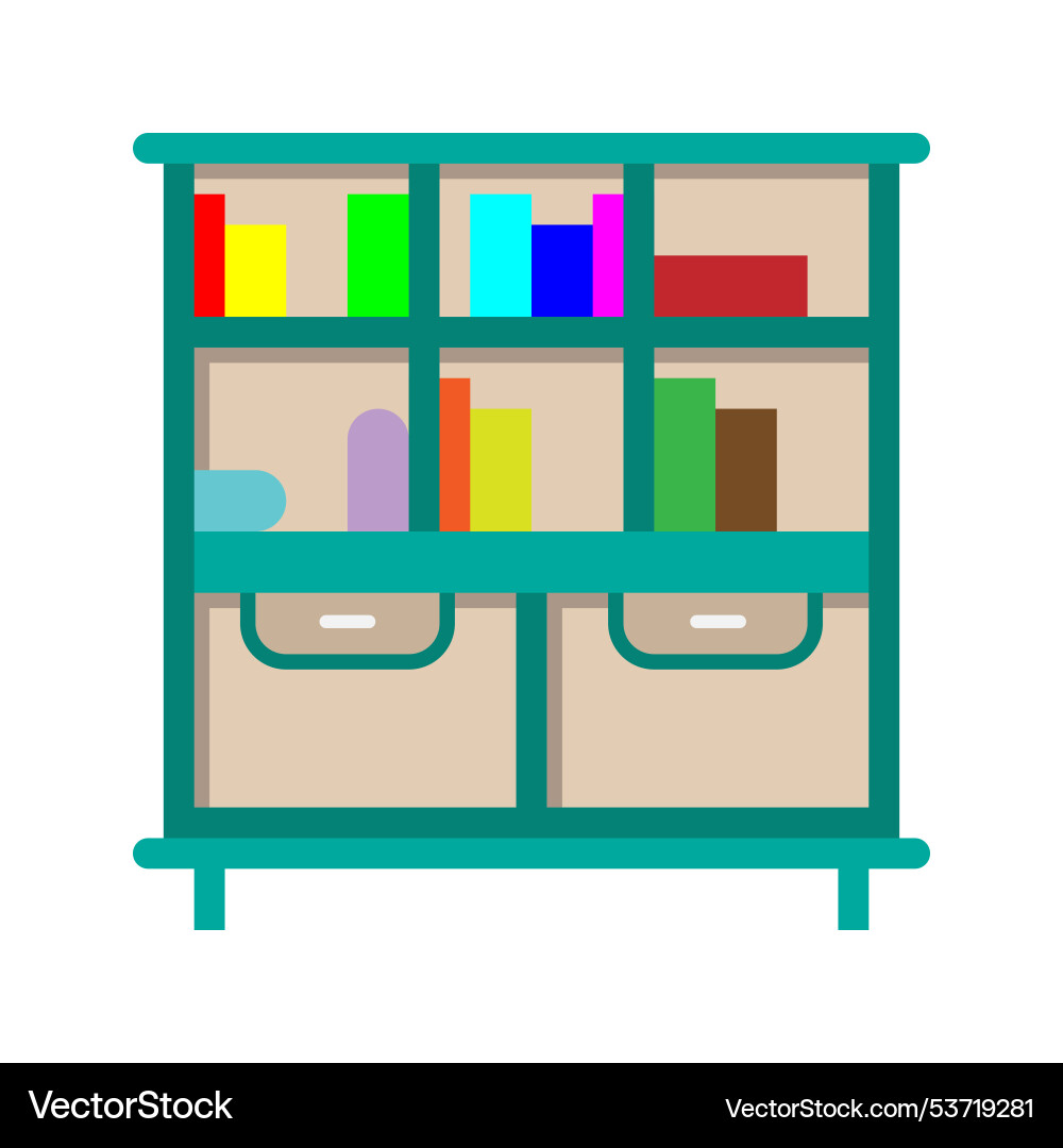 Library or bookshelf icons with flat style Library or bookshelf icons with flat style Vector Image