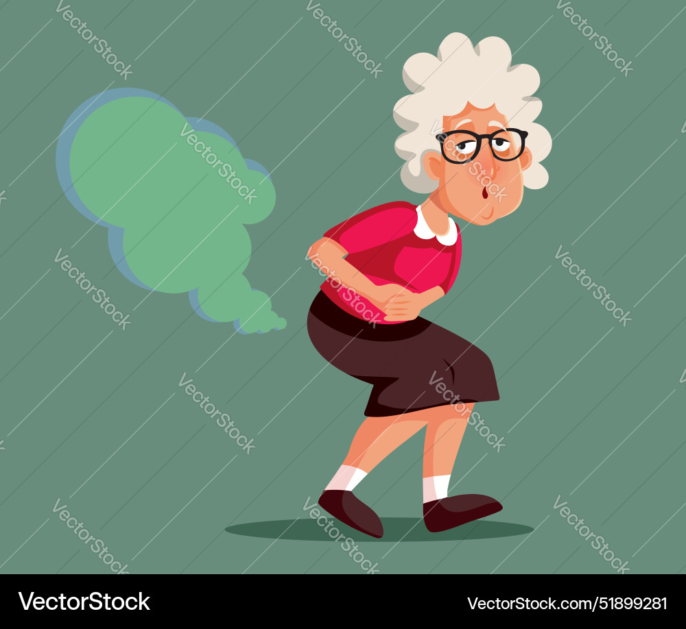 Ältere Frau Gefühl blühte und gassy Cartoon Ältere Frau Gefühl blühte und gassy Cartoon vektorbild