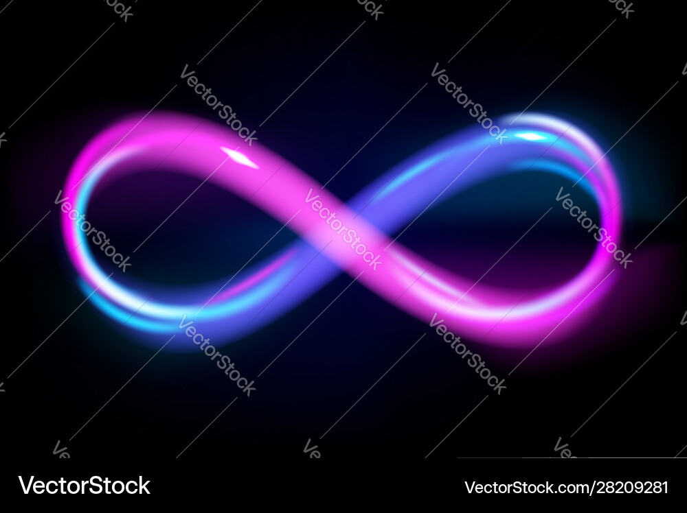 Neon Infinity Symbol Glow Royalty Free Vector Image