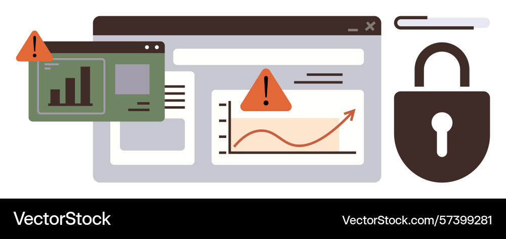 Security alerts and data protection warning vector image