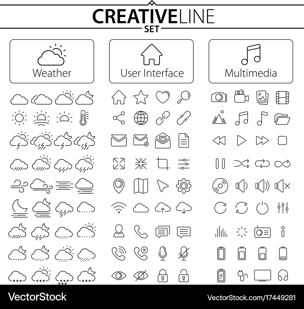 Weather & User Interface Icons Vector Image