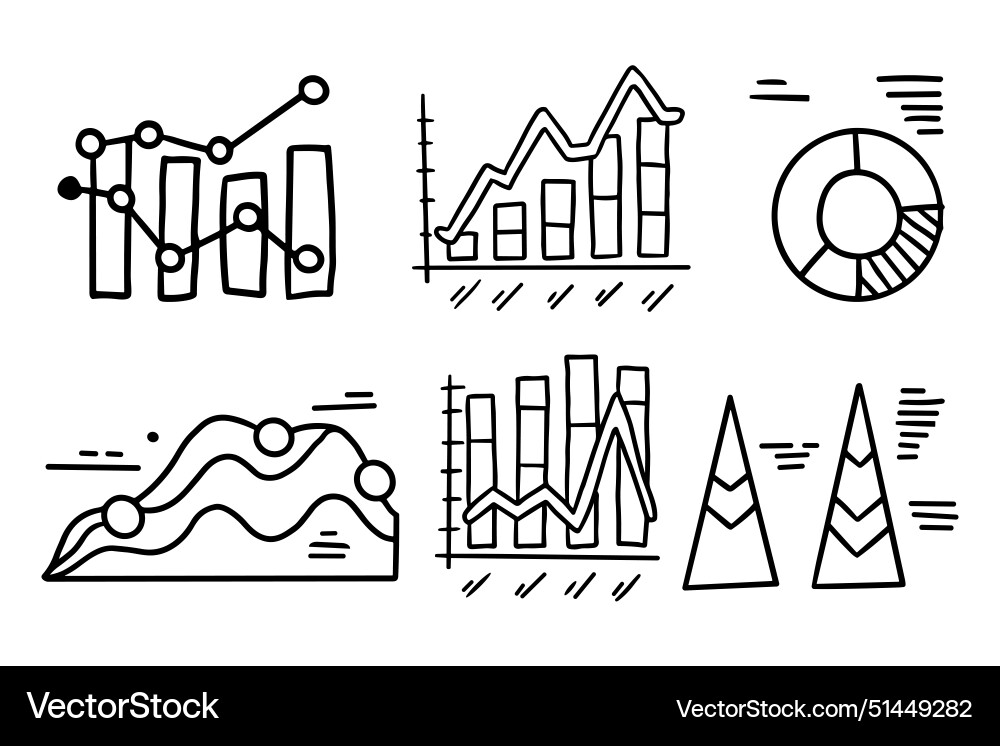 A set of graphs with different shapes and sizes A set of graphs with different shapes and sizes vector image