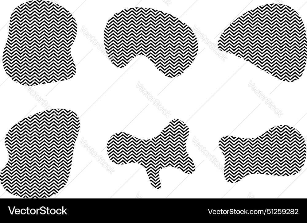 Blobs Fluid Formen mit zick zag Streifen Piktogramm Blobs Fluid Formen mit zick zag Streifen Piktogramm vektorbild