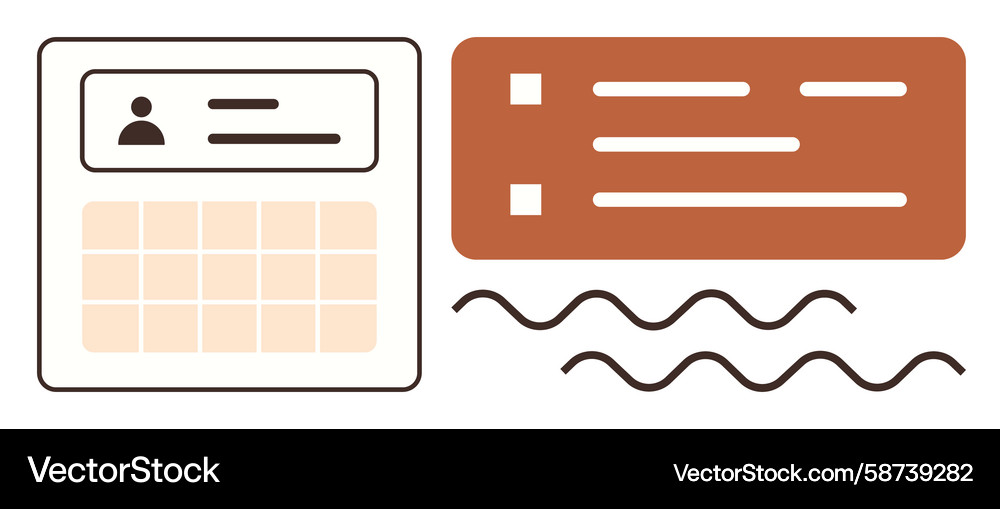 Calendar interface and task list with wavy lines Vector Image
