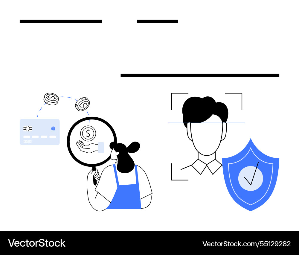 Digital payment security and identity verification Digital payment security and identity verification vector image