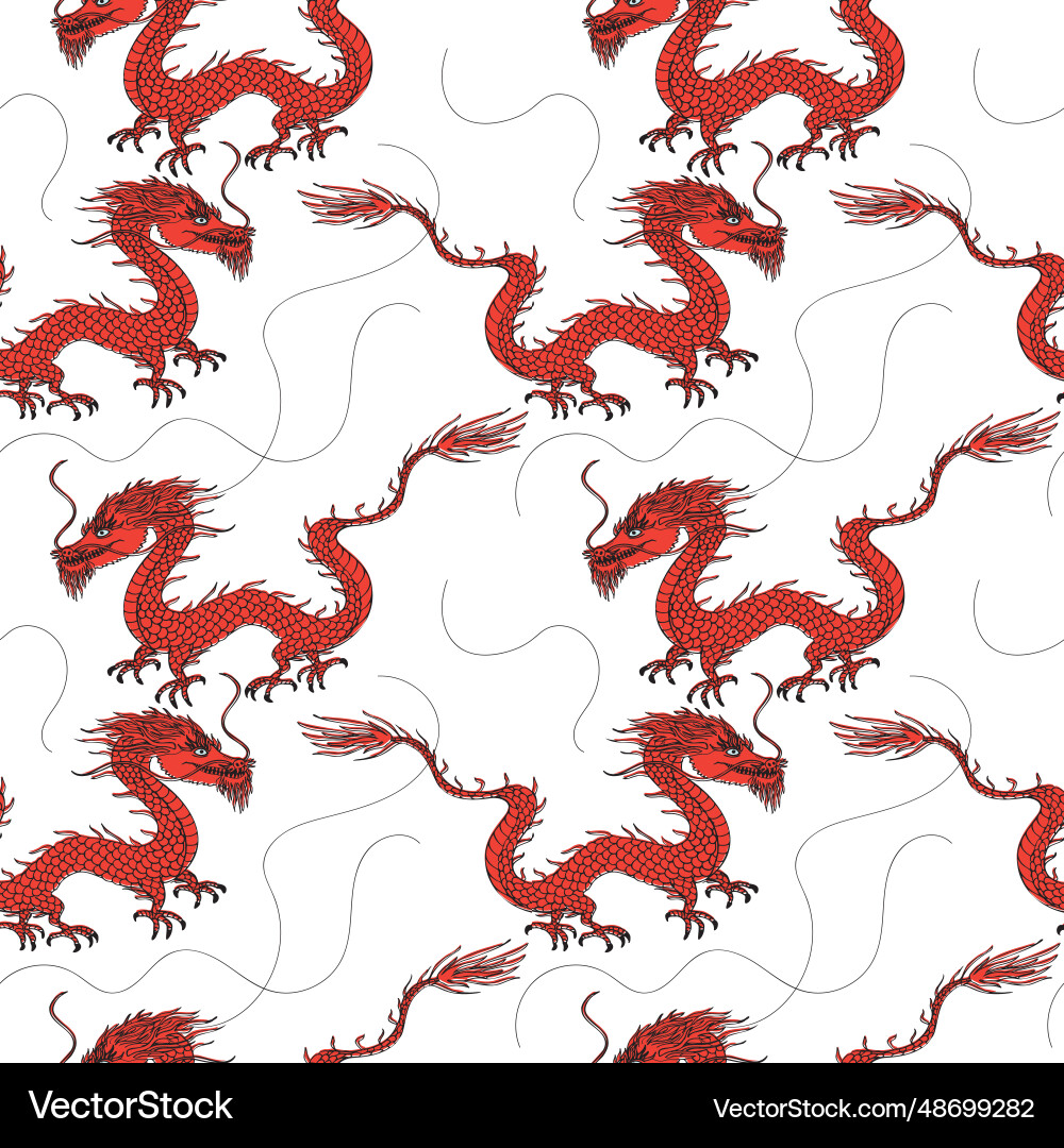Dragons seamless pattern repeating background Dragons seamless pattern repeating background vector image