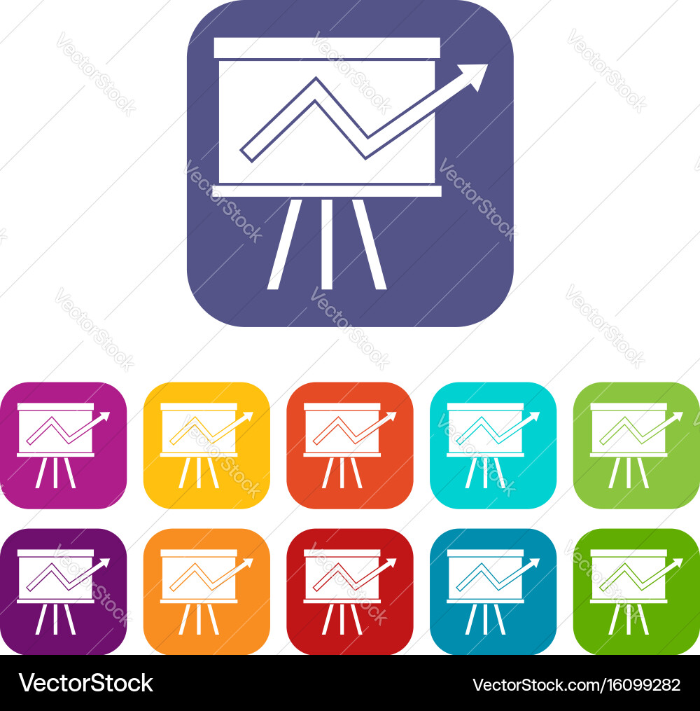 Flip chart with statistics icons set vector image