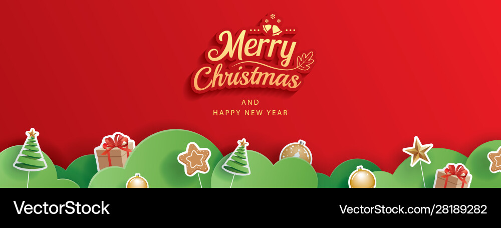 Merry christmas and happy new year red greeting Merry christmas and happy new year red greeting vector image