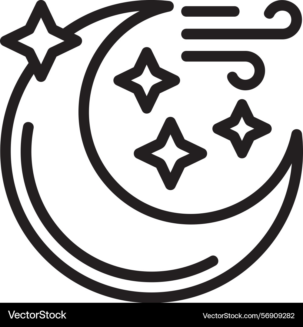 Moon with stars linear style icon design Vector Image