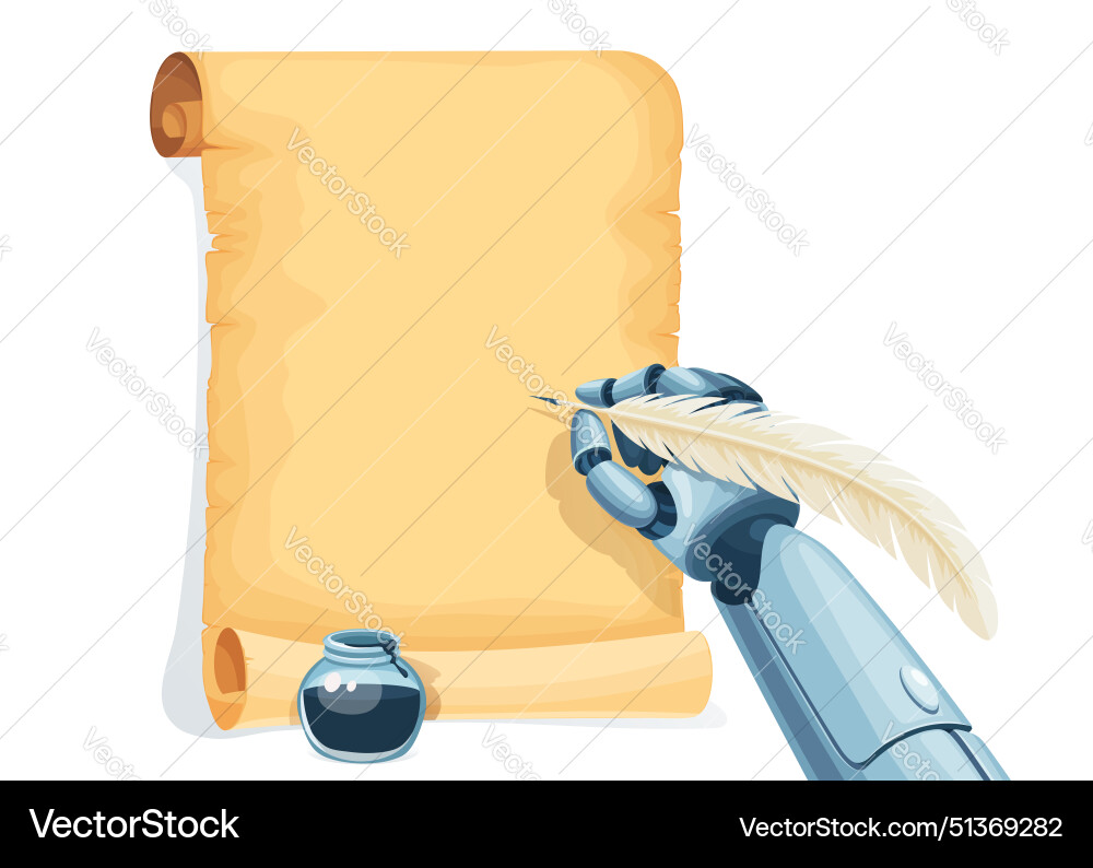 Robot writes machine learning and ai technology Robot writes machine learning and ai technology Vector Image