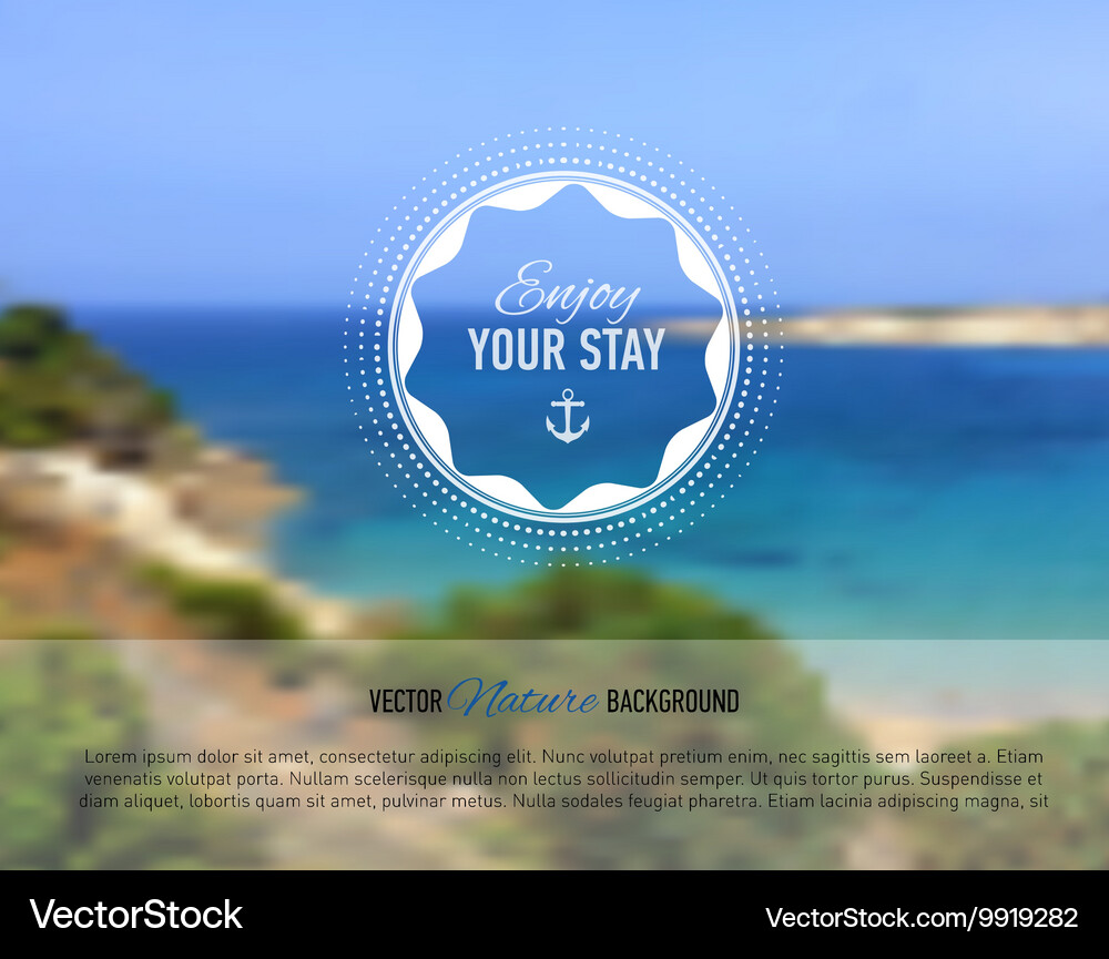 Seaside blurred background with designed text Vector Image