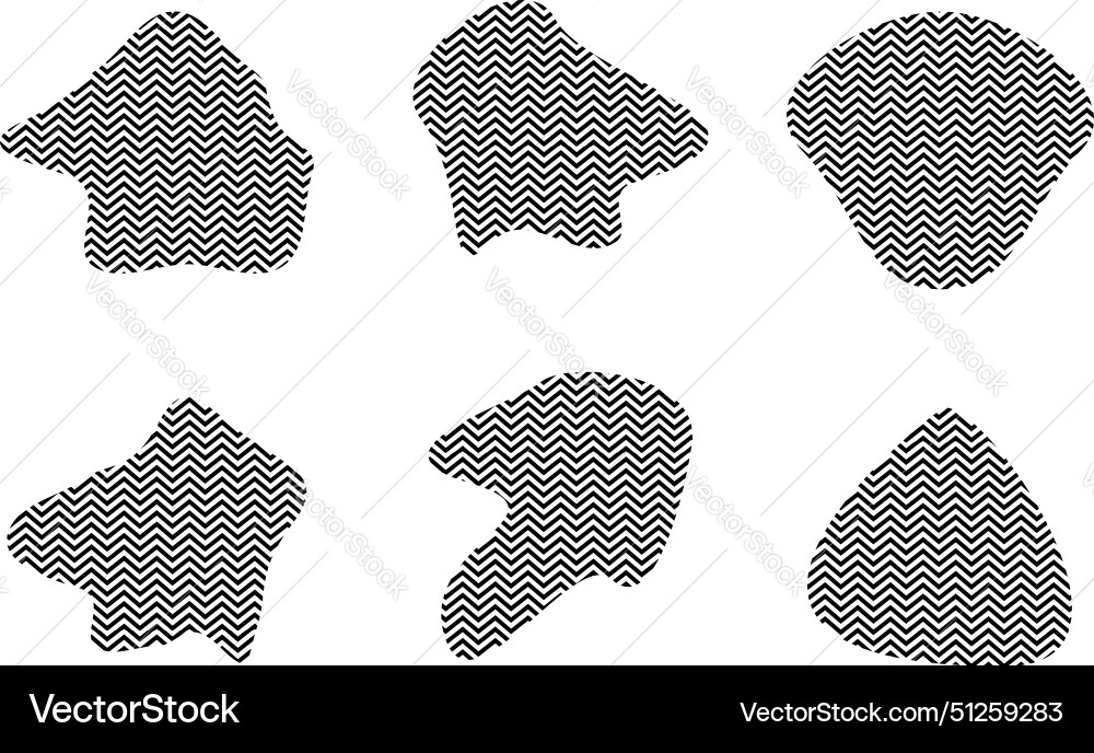 Blobs fluid shapes with zig zag stripes pictogram Blobs fluid shapes with zig zag stripes pictogram vector image