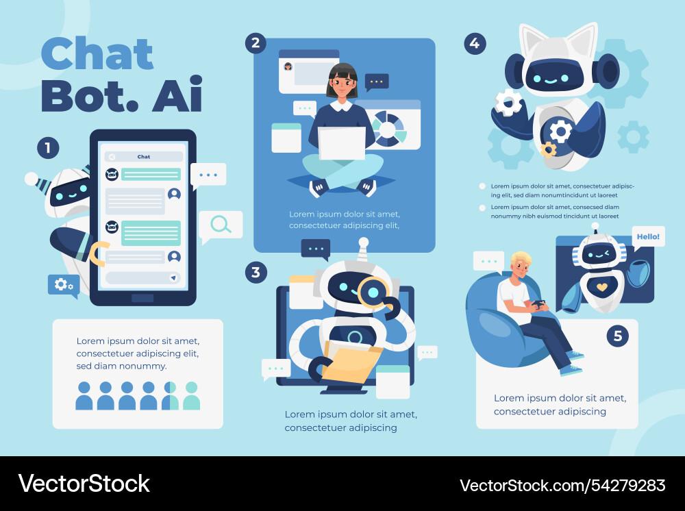 Chatbot ai with robots and digital communication Vector Image