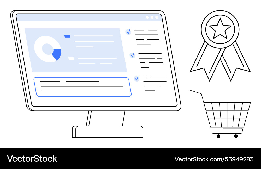 Dashboard with analytics badge and shopping cart Dashboard with analytics badge and shopping cart vector image
