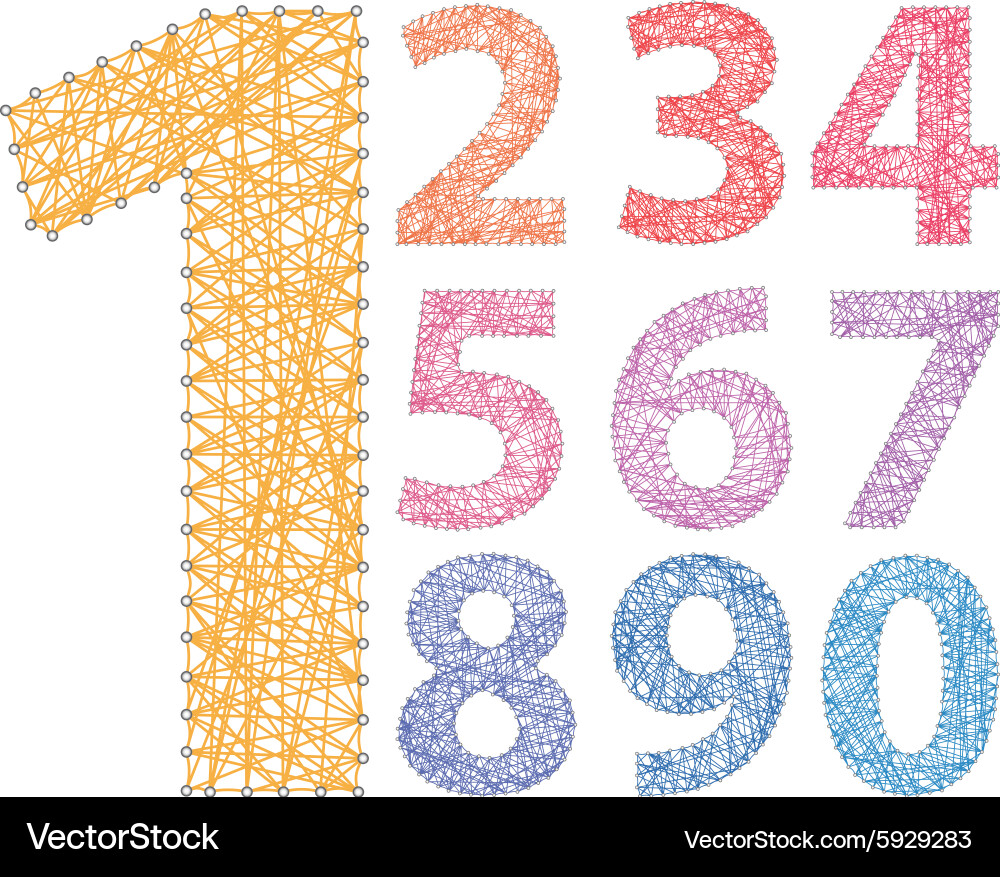 Numbers threads on pins colored Vector Image