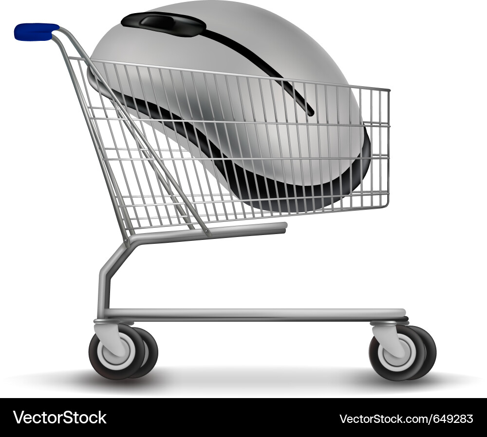 Shopping Cart with Computer Mouse Vector Image