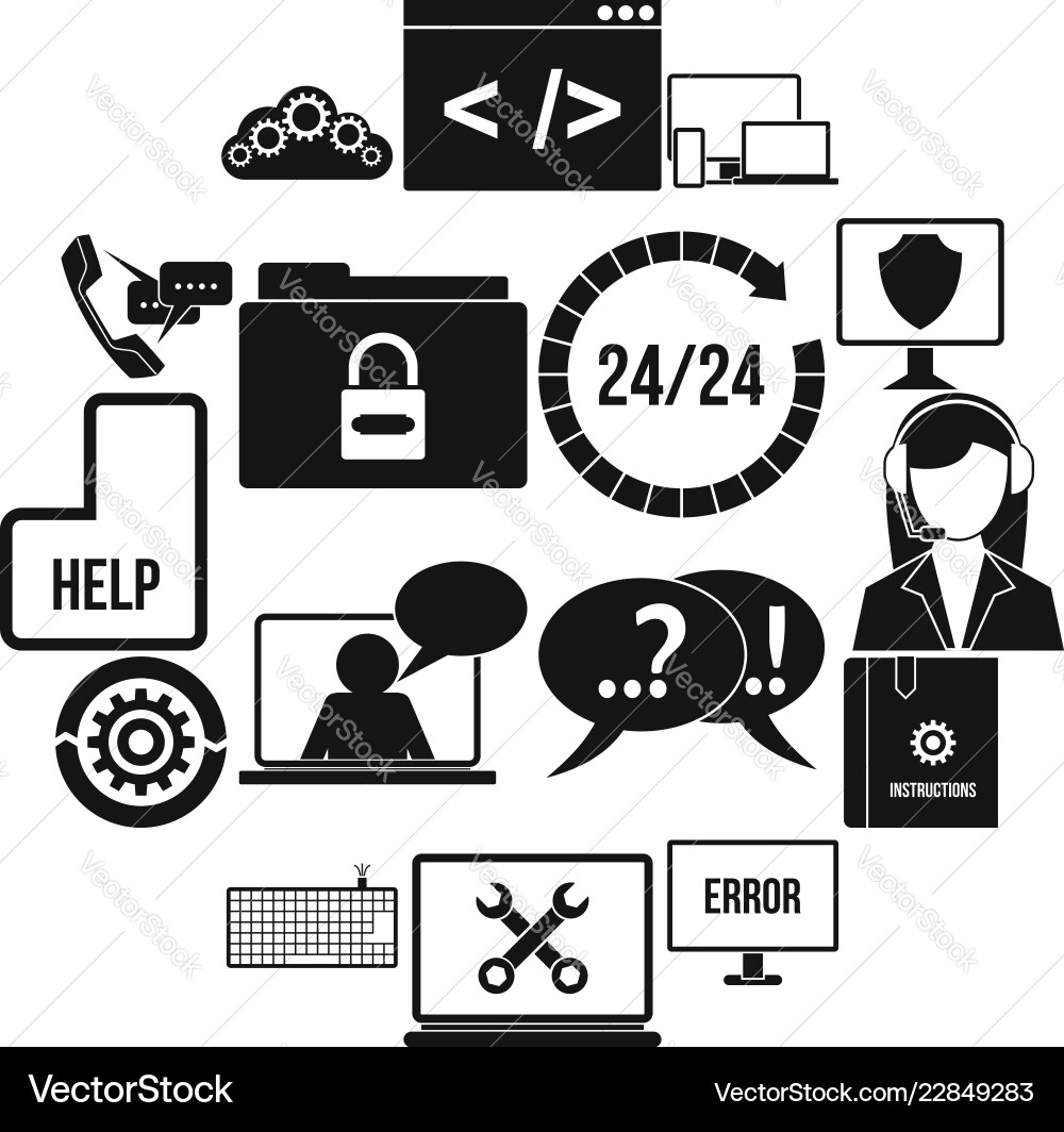Support call center icons set simple style Support call center icons set simple style vector image