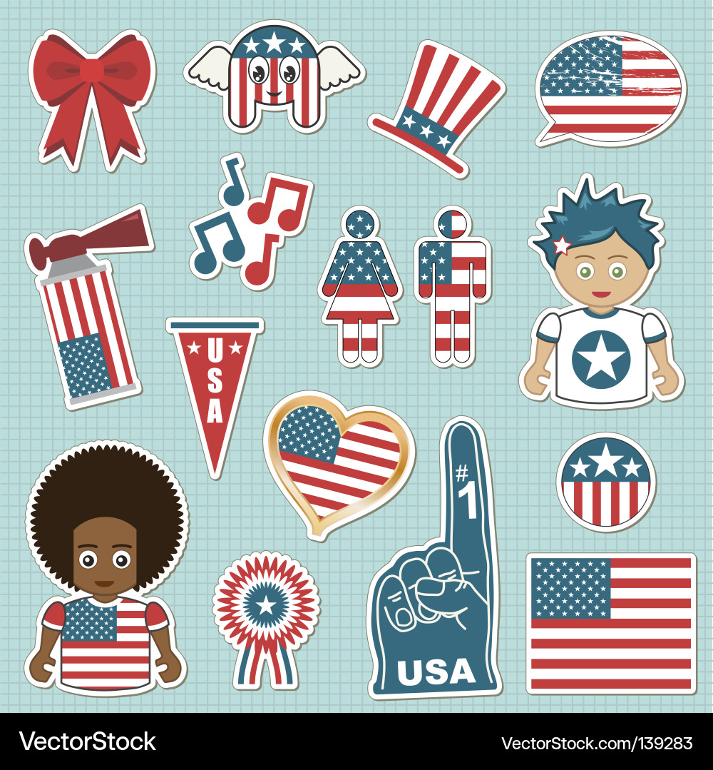USA Supporters Stickers Collection vector image