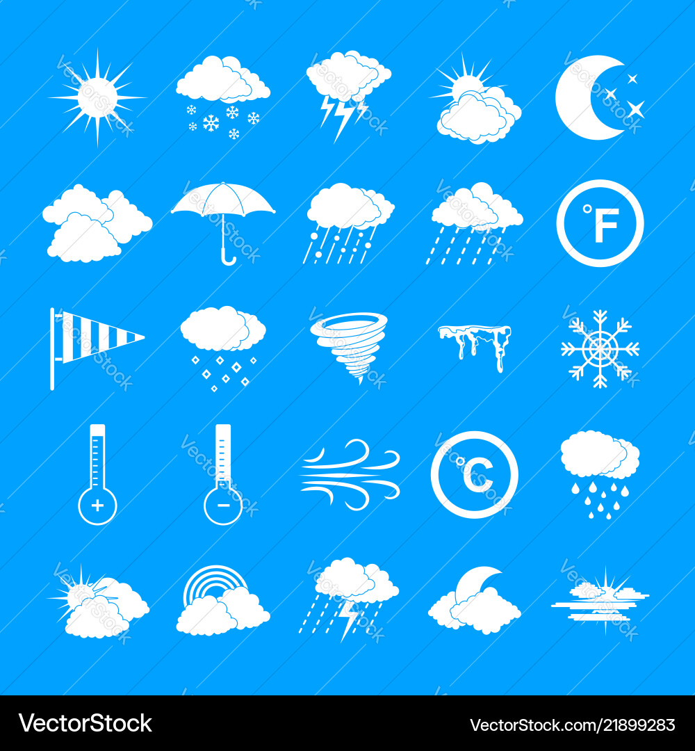 Weather icons set simple style Weather icons set simple style vector image