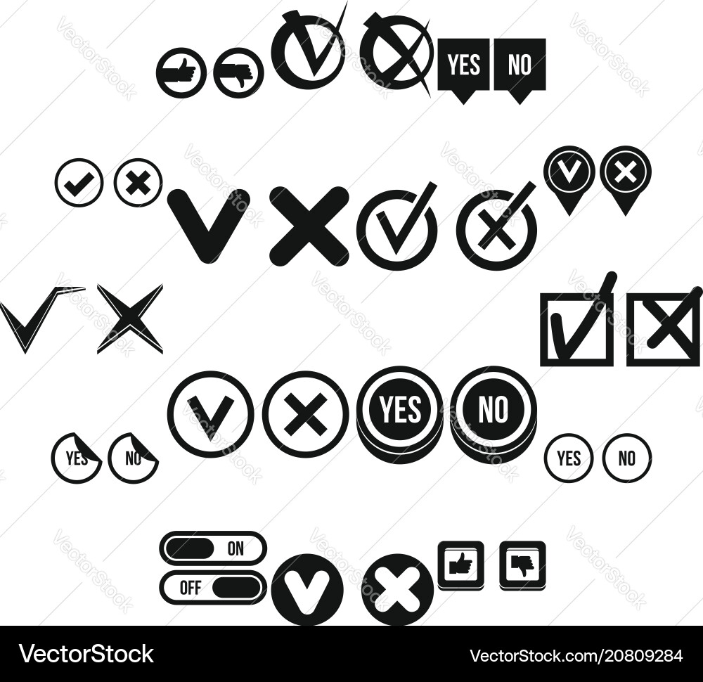Check mark icons set simple style Check mark icons set simple style vector image