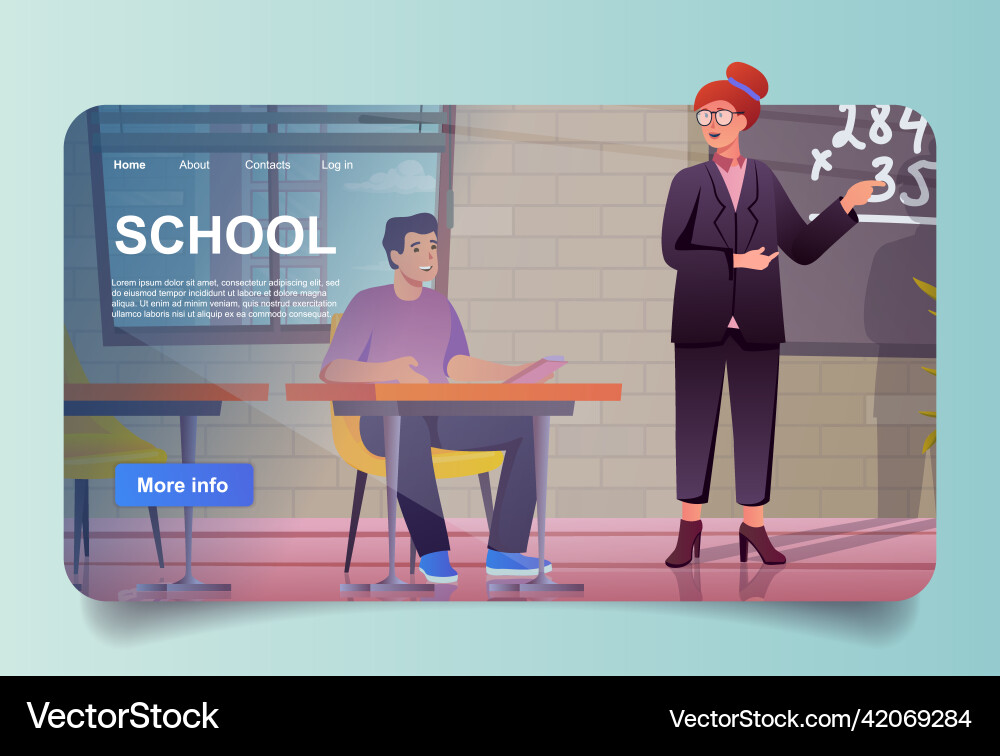 Schulklasse Konzept in Cartoon-Design für Landung Schulklasse Konzept in Cartoon-Design für Landung vektorbild