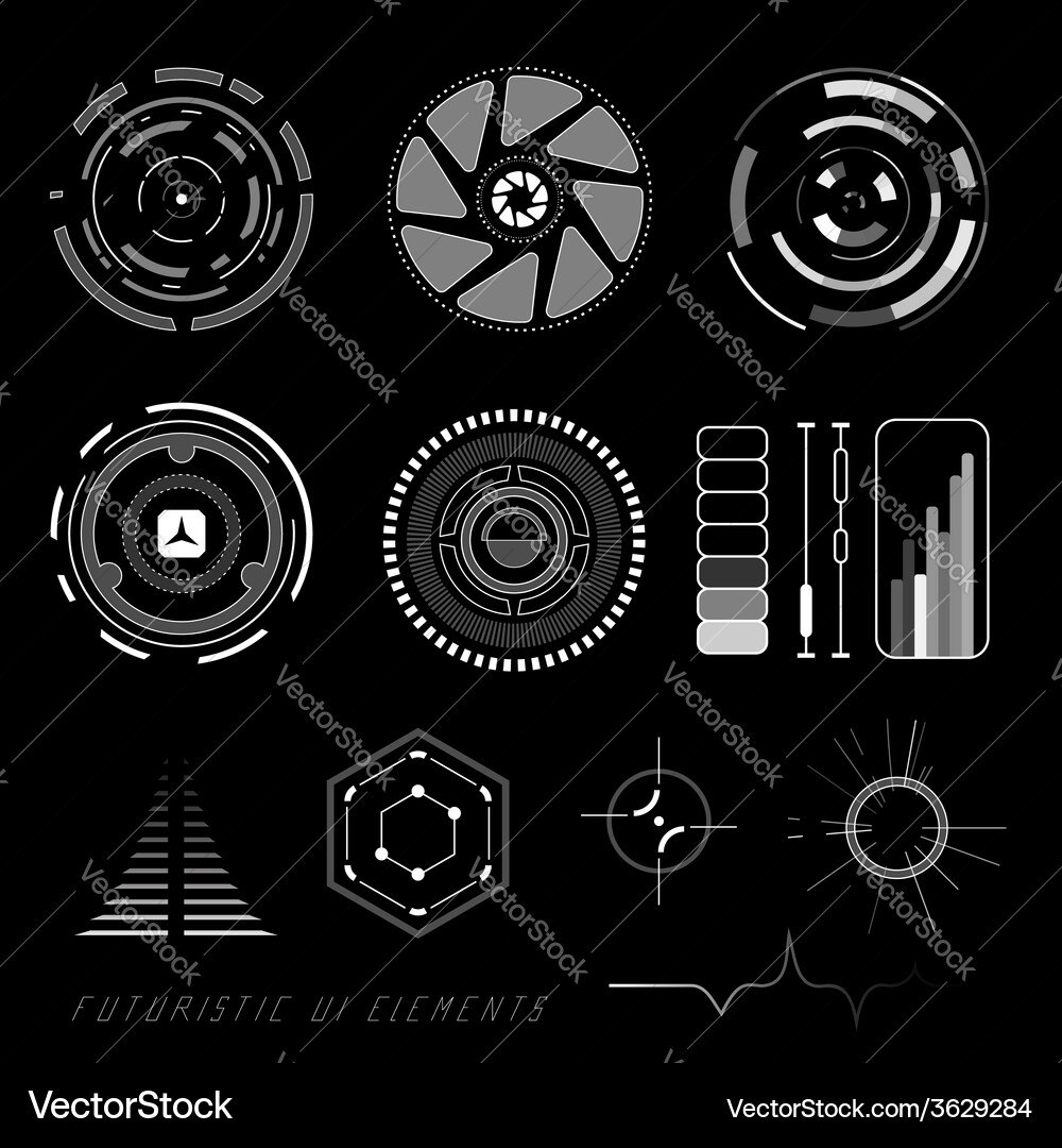 Sci-Fi HUD Interface Elements Vector Image