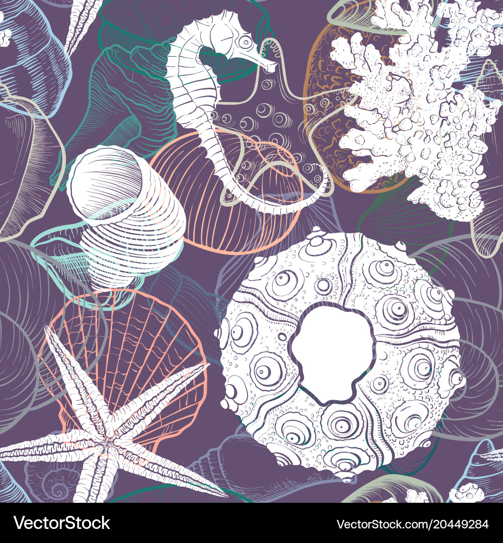 Seashell Pattern - Ocean Waves Vector Image