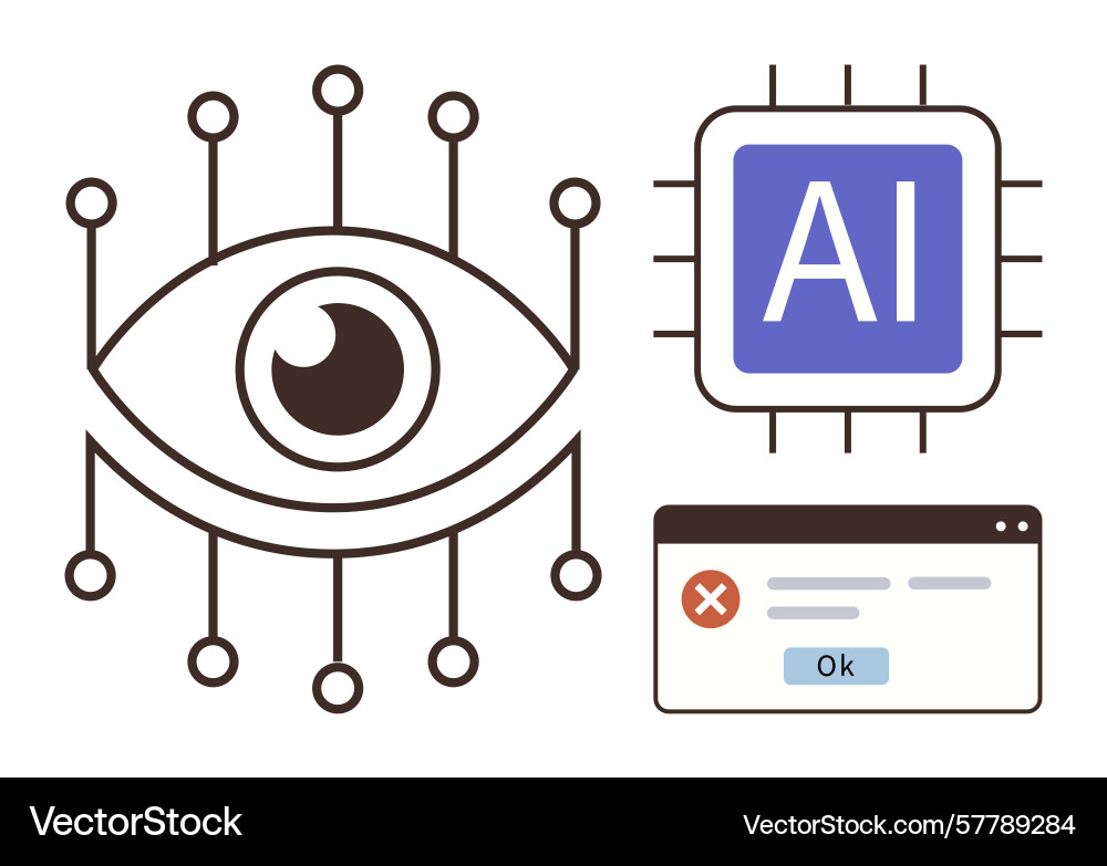 Visual representation of ai technology with eye Visual representation of ai technology with eye vector image