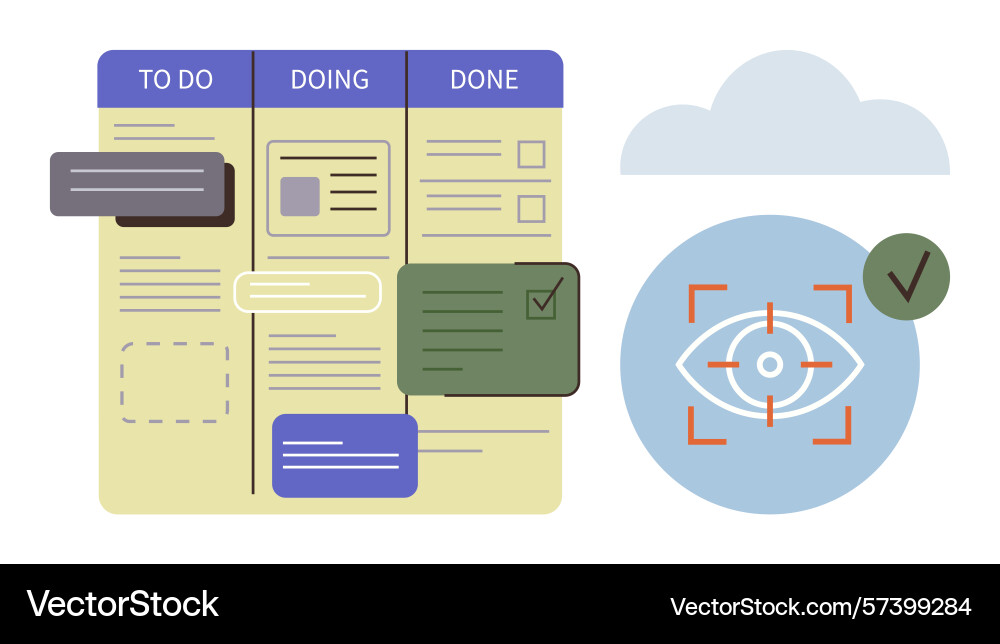 Workflow management board with task progress Workflow management board with task progress vector image
