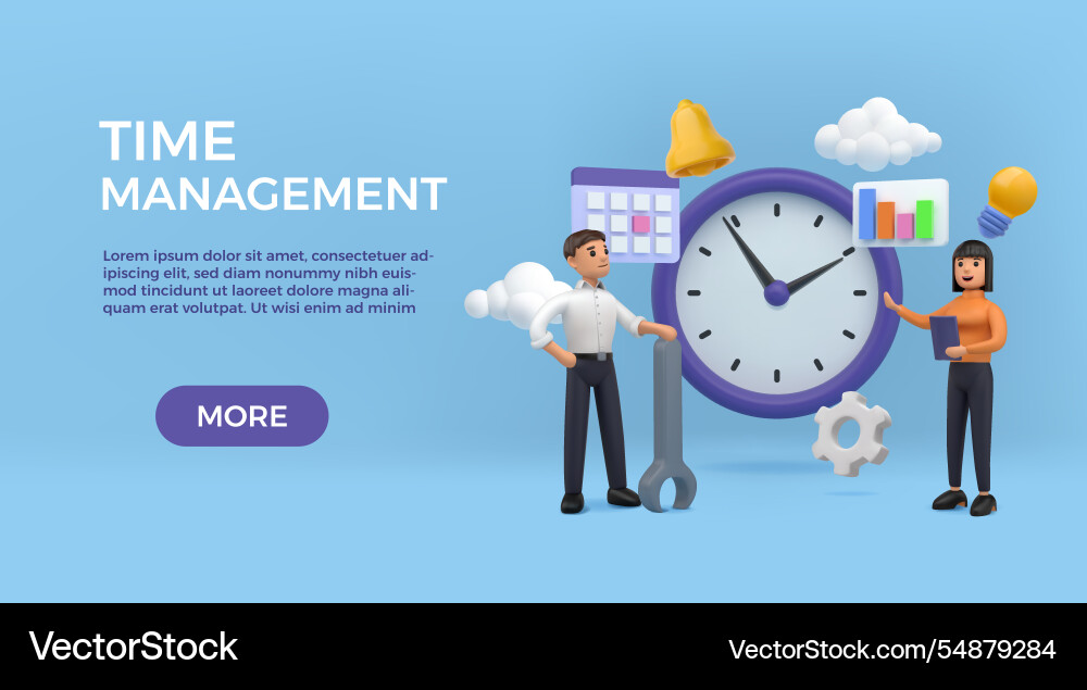 Zeitmanagement Landing Page 3d Manager Zeitmanagement Landing Page 3d Manager vektorbild