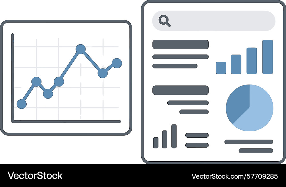 Analytics dashboard showing line chart bar vector image