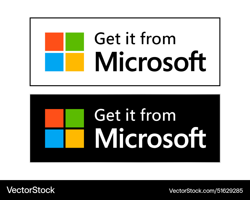 Black and white get it from microsoft button Black and white get it from microsoft button vector image