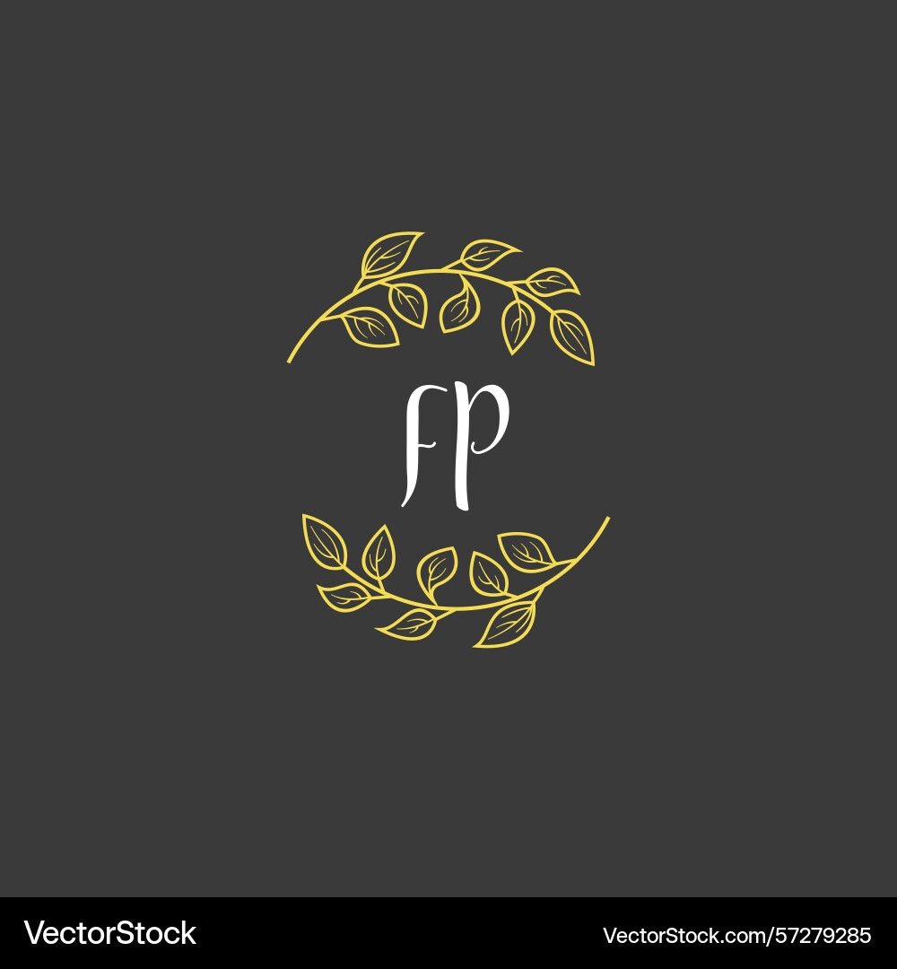 Botanical monogram logos with initial fp Botanical monogram logos with initial fp vector image