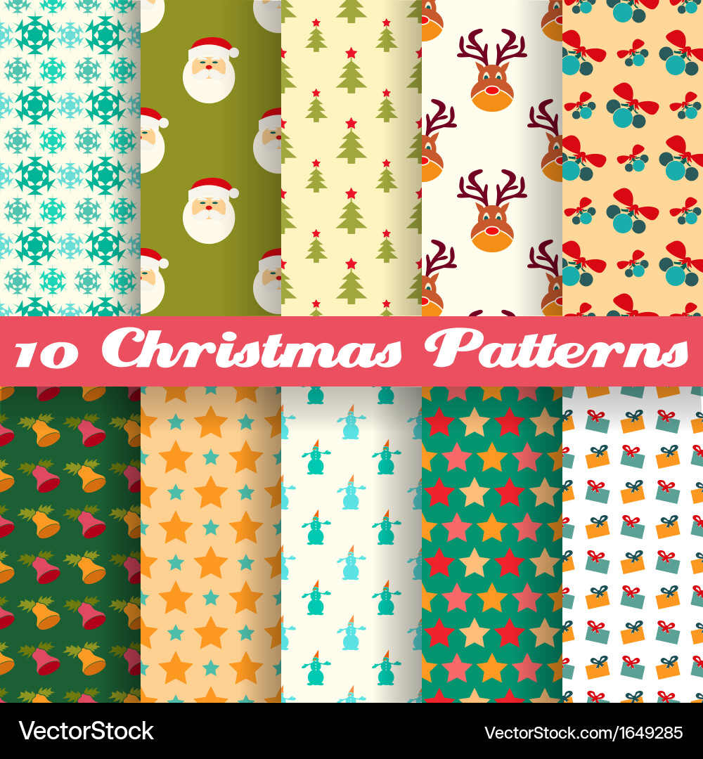 Christmas seamless patterns tiling vector image
