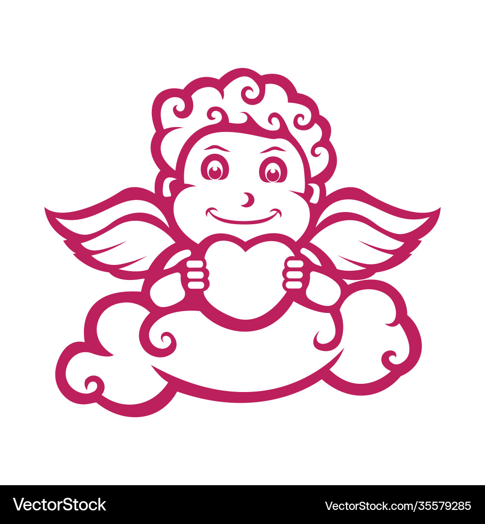 Cupid Charakter mit Liebe Silhouette Version Cupid Charakter mit Liebe Silhouette Version vektorbild