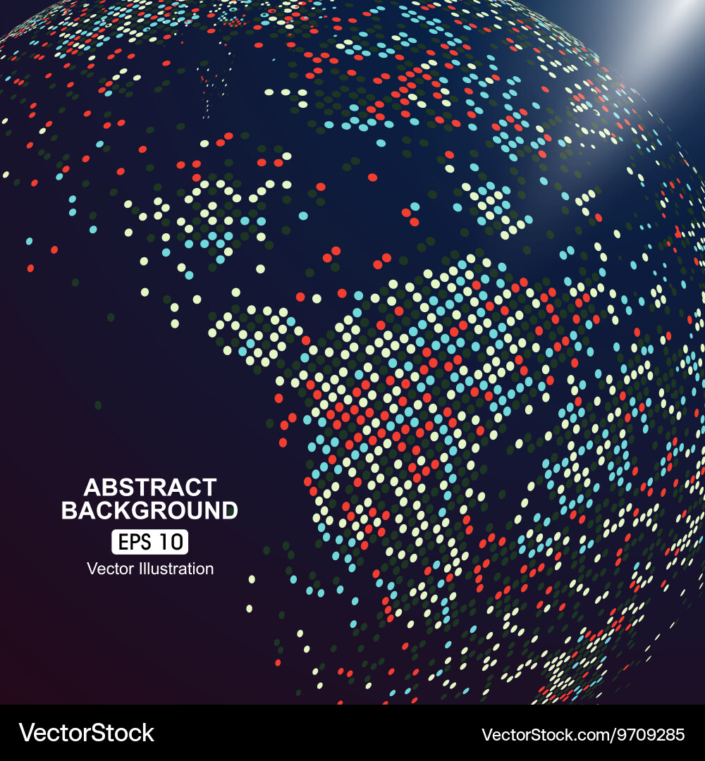 Dots colorful three-dimensional map of the world vector image