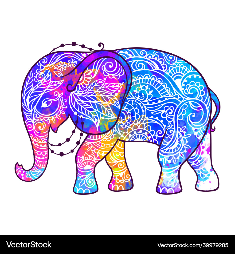 Elephant ornate art animal Vector Image
