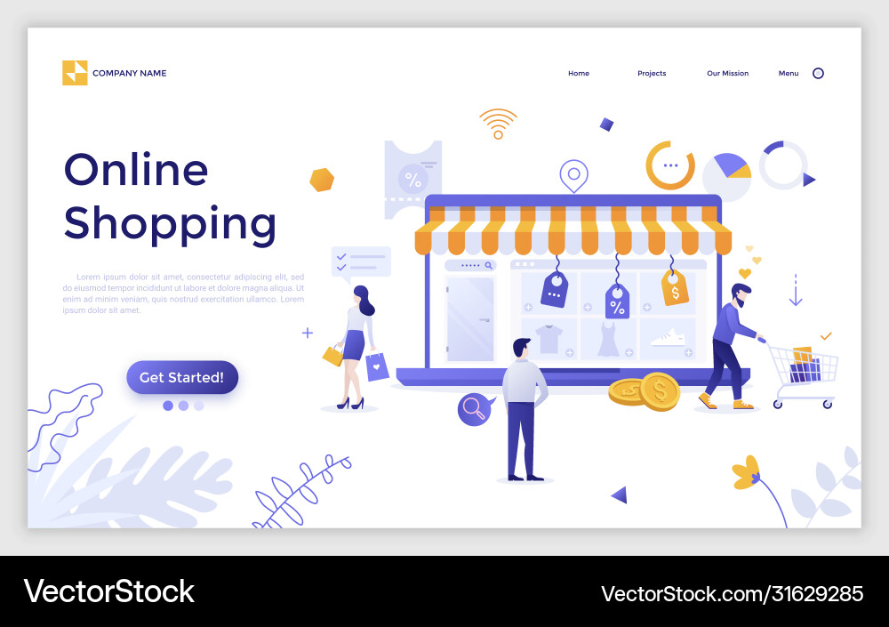 Flat landing page template Flat landing page template vector image