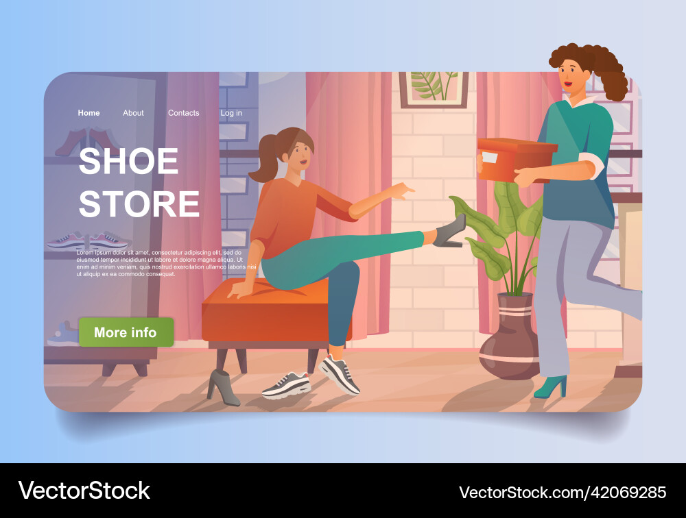 Schuhgeschäft Konzept in Cartoon-Design für Landung Schuhgeschäft Konzept in Cartoon-Design für Landung vektorbild