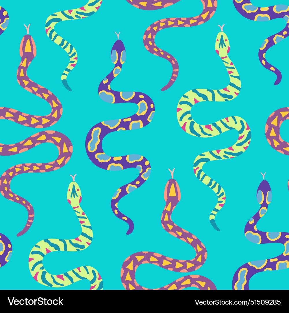 Seamless pattern with snakes in simple Seamless pattern with snakes in simple Vector Image