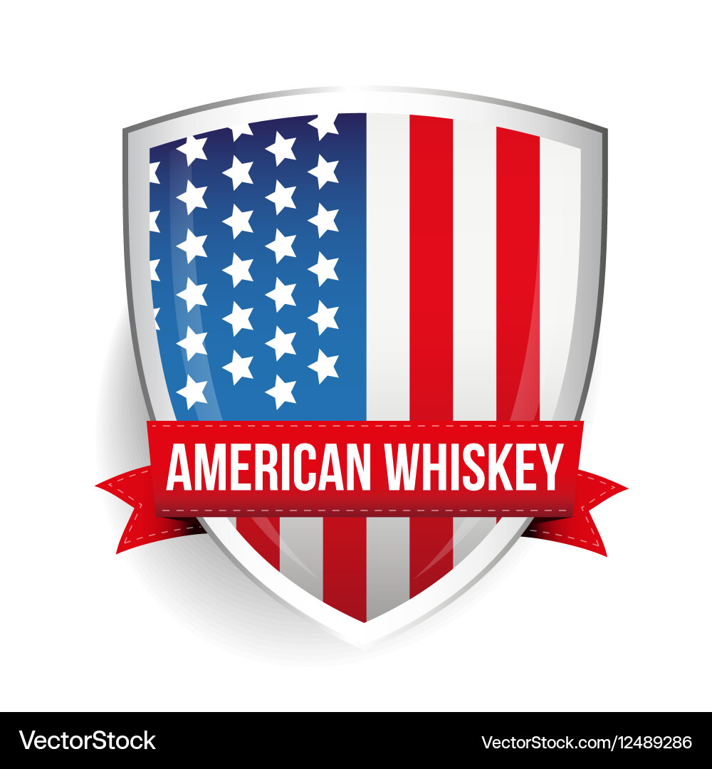 American whiskey ribbon on usa flag vector image