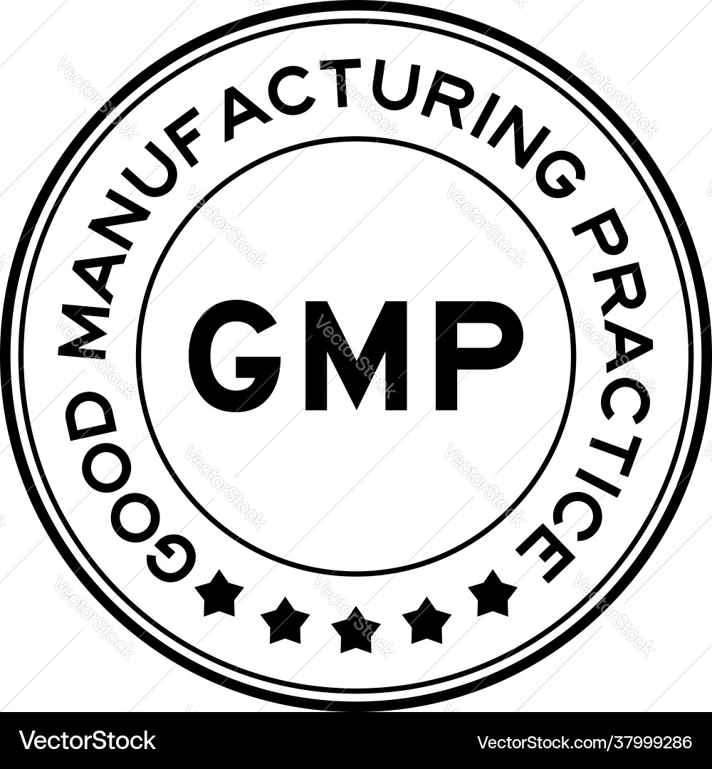 Black color gmp good manufacturing practice round Black color gmp good manufacturing practice round vector image