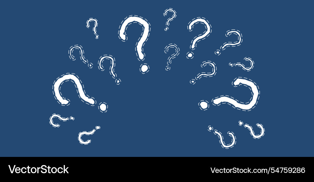 Question marks pointing from the middle Vector Image