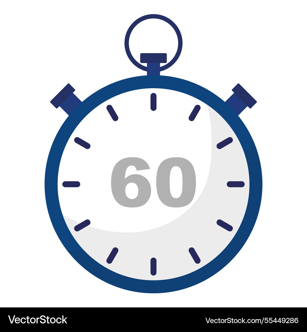 Stopwatch icon countdown timer number 60 focus Vector Image