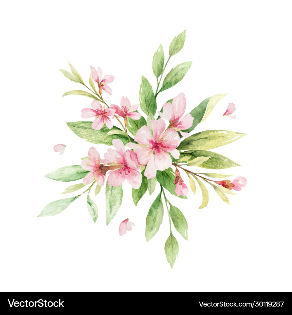 Aquarell Rosa Blumenkranz vektorbild