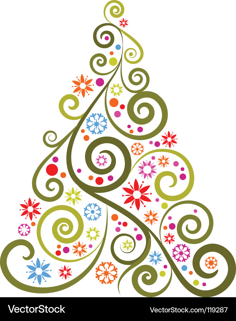 Colorful Swirl Christmas Tree Vector Image