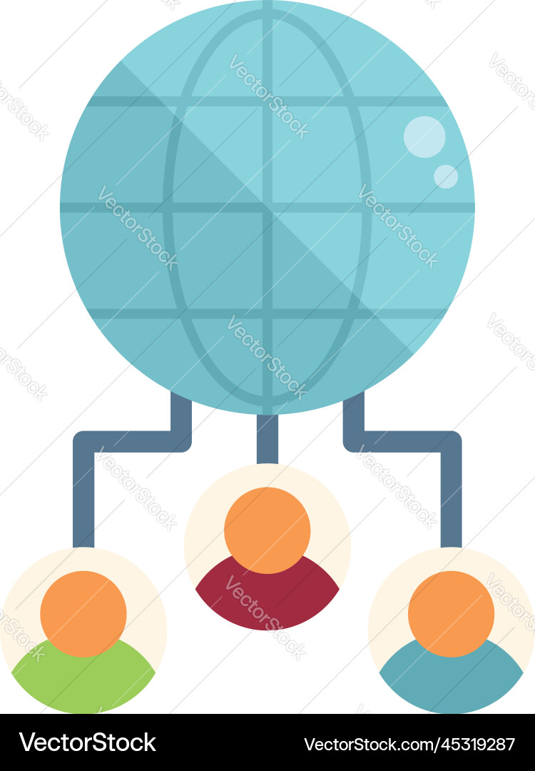 Global customer database icon flat crm Global customer database icon flat crm vector image