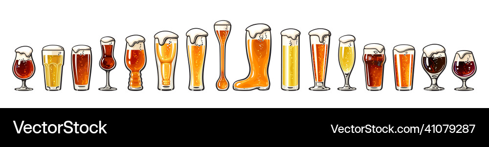 Großes Set unterschiedlicher Biergläser Großes Set unterschiedlicher Biergläser vektorbild