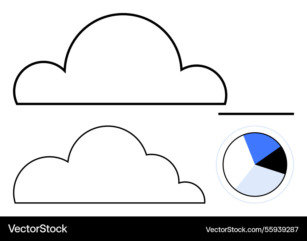 Outline and filled cloud with circular data pie Vector Image