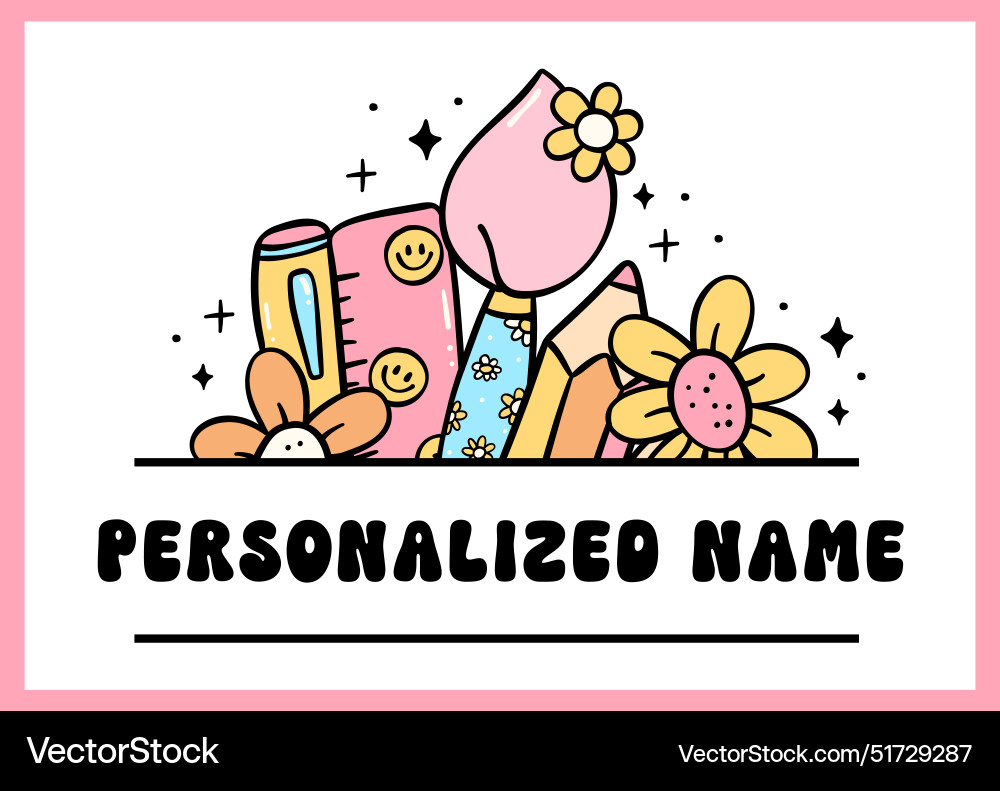 Retro School Frame with Name Vector Image